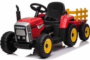 Elektrický Traktor WORKERS s vlečkou, červený, Pohon zadných kolies, 12V batéria