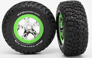 Traxxas koleso 2.2/3.0", disk SCT strieborný-zelený, pneu KM2 (2)