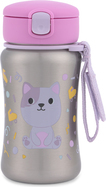SKIP HOP Bottiglia con cannuccia in acciaio inox Besties Squad Gattino 12m+