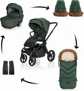 Set kolica Move Cross 5X + vreća Fluffy Combi + rukavice Fluffy 2, Oak Green