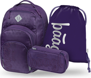 BAAGL SET 3 Coolmate Plum: ruksak, pernica, vrećica