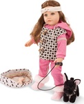 Götz Puppe Hannah mit schwarzem Hund 50cm