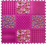 Ortek Masážna ortopedická podložka Puzzle "Mix" 9 prvkov Ružová