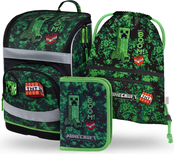 BAAGL SET 3 Zippy Plus Minecraft Boom: cartella, astuccio, sacchetto