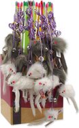 Hračka Magic Cat prút s myškou a rolničkou catnipom 17cm+49cm 24ks