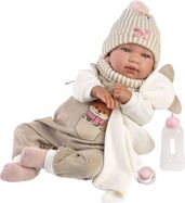 Llorens 84490 NEW BORN - muñeca bebé realista con sonidos y cuerpo de tela suave