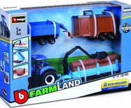 Bburago 10cm Farm tractor Gift Set - New Holland T7.315 HD with 3 trailers