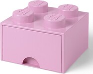 LEGO® tárolódoboz 4 - fiókkal, világos rózsaszín 250 x 250 x 180 mm
