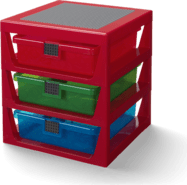 LEGO® organizér s tromi zásuvkami - červená