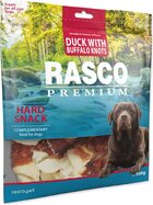 Pochúťka Rasco Premium byvolia koža s kačacím mäsom, uzly 5cm 500g