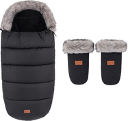 PETITE&amp;MARS Ensemble d'hiver Comfy 4en1 + gants pour poussette Fjora Forever Black