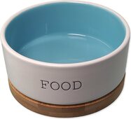 Miska Dog Fantasy keramická FOOD biela/modrá s podtáckou 13x5,5cm, 400ml