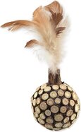 Hračka Magic Cat Natural Fun guľa s prírodnými pierkami a oblepené drevom 13cm