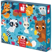 Janod Puzzle dotykové senzorické Lesné zvieratká s textúrou 20 ks