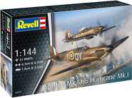 Plastic ModelKit letadlo 03771 - Supermarine Spitfire Mk.Ia &amp; Hawker Hurricane Mk.I (1:144