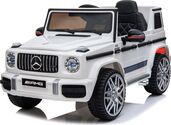 Elektrické autíčko Mercedes G, biele, Jednomiestne sedadlo, 12V batéria, 2,4 GHz DO, 2X MO