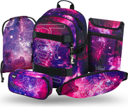 BAAGL SET 5 Skate Galaxy: Rucksack, Federmäppchen, Beutel, Gürteltasche, Laptop-Hülle