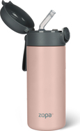 Termoska na tekutiny so slamkou a silikónovým držiakom 350 ml, Candy pink