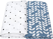 MOTHERHOOD Prikrývka a zavinovačka bavlnená mušelínová Premium 2 ks Blue Classics 100x120