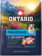 Krmivo Ontario Puppy All Breeds Monoprotein Turkey &amp; Sweet Potatoes 2,25kg