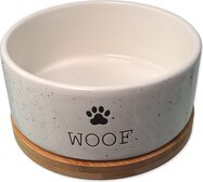 Miska Dog Fantasy keramická biela WOOF s podtáckou 16x6,5cm, 850ml