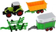 Traktor s vlečkou 3ks plast 19cm na zotrvačník