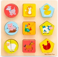 New Classic Toys Dřevěné vkládací puzzle - tvary a zvířata