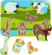 Lucy &amp; Leo 226 Zvieratká na farme - drevené vkladacie puzzle 7 dielov