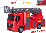 Auto hasiči 30cm striekajúce vodu na zotrvačník na batérie so svetlom a zvukom