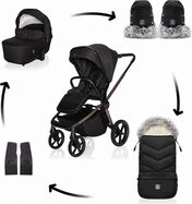 Set kolica Move Cross 5X + vreća Fluffy Combi + rukavice Fluffy 2, Quartz Black