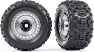 Traxxas koleso 3.8", pneu Sledgehammer, disk polomatne chrómovaný s pokrievkou (2)