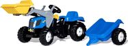 Rollytoys Šliapací traktor Rolly Kid New Holland modrý s nakladačom a vlečkou