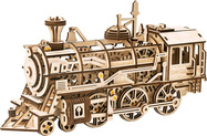RoboTime 3D drevené mechanické puzzle Parná lokomotíva