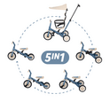 PETITE&amp;MARS Triciclo multifunzionale 5 in 1 Turbo Plus Ocean Blue