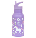 A Little Lovely Company - bottiglia d'acqua in acciaio inossidabile, 350 ml - unicorni e arcobaleno