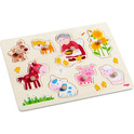 Haba Puzzle din lemn de inserție Bunica și animalele ei