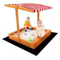 Gyerek fa homokozó tetővel Baby Mix 120x120 cm piros-fehér