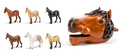 Cabeza de caballo con figuras de caballos, 6 uds