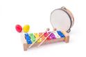 Woody muzikální set (xylofon, tamburína / bubínek, triangl, 2 maracas vajíčka)
