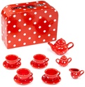 Bigjigs Toys Service à thé rouge à pois
