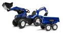 AKCIÓ - FALK Pedálos traktor 3090W New Holland T8 markolóval, kotróval és maxi pótkocsival