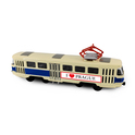Metallisches tschechisches Retro-Straßenbahnmodell blau 16 cm PRAGUE mit öffnenden Türen