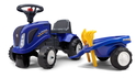 Falk Rutscher 280C Baby New Holland T7 mit Anhänger und Schaufel mit Rechen