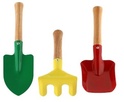 Attrezzi da giardino per bambini 3 pezzi metallo/legno 15-21 cm