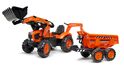 Falk 2090W Kubota Trettraktor mit Front- und Heckschaufel und Anhänger
