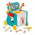 Janod BricoKids Drevené chodítko a vozík s náradím Robot 38 ks