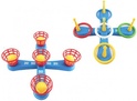 Gioco di lancio croce in plastica con cerchi + tazze con palline