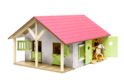 Kids Globe Horses écurie pour chevaux en bois 51x40,5x27,5cm rose 1:24 en boîte