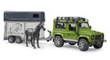 Bruder 02592 Land Rover Defender s prepravníkom na koňa a koníkom