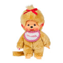 Monchhichi Mončiči dievča béžové s červeným podbradníkom 20cm